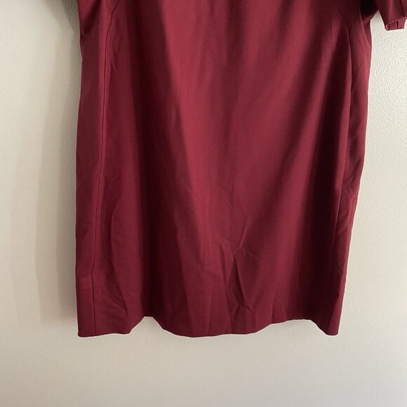 MM Lafleur Women 16 Bordeaux Washable Wool Twill Mock Neck Farnoosh Sheath Dress - Picture 3 of 11
